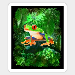 Frog - Frogger - jungle - nature - drawing - cute frog Magnet